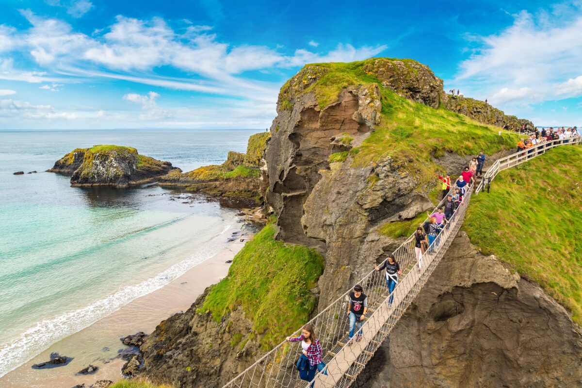 NORTHERN IRELAND, UNITED KINGDOM - JUNE 14, 2016: Carrick-A-Rede rope bridge, Northern Ireland, United Kingdom on June 14, 2016