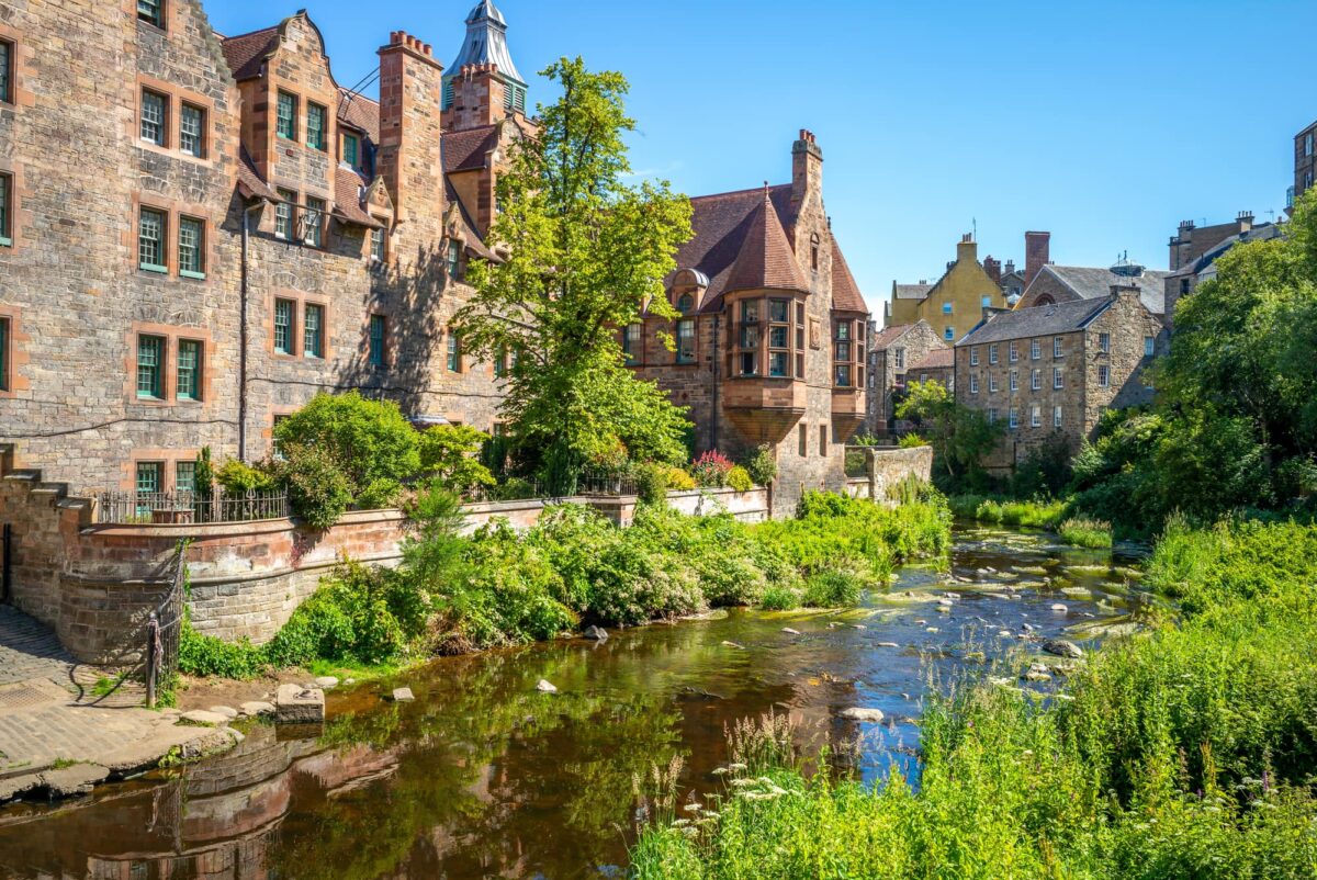 landscape of dean village near edinburgh, scotland