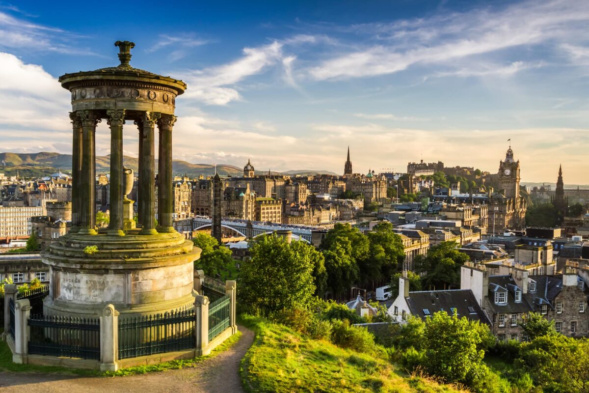 Beautiful view of the city of Edinburgh from Calton Hill