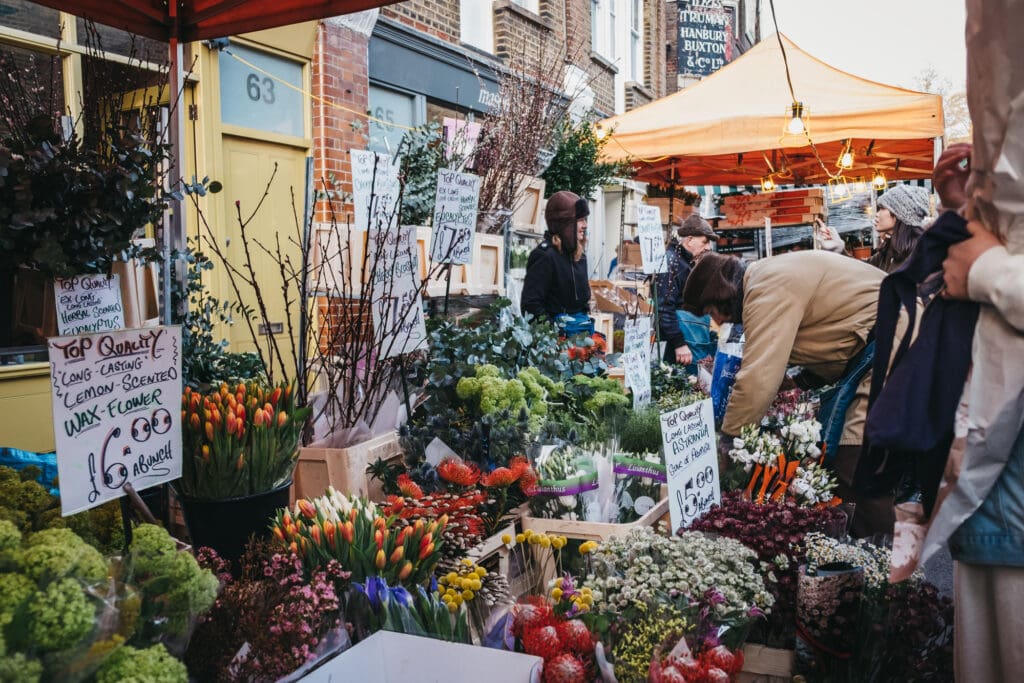 London street market Columbia Flower market