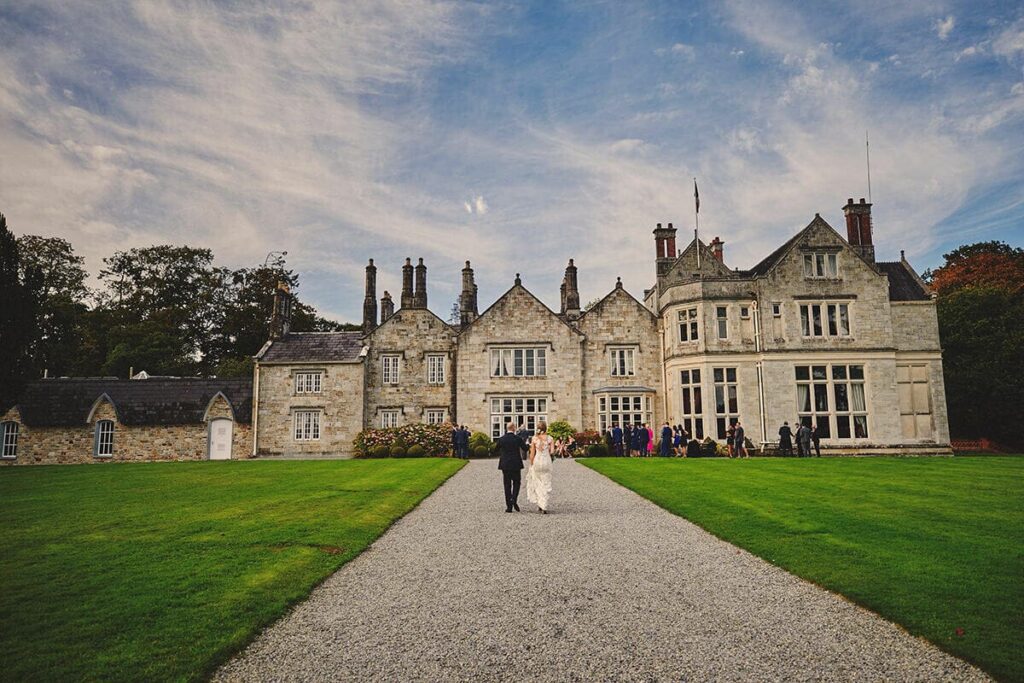 Lough Rynn Castle made of grey stone sits in County Leitrim Northern Ireland