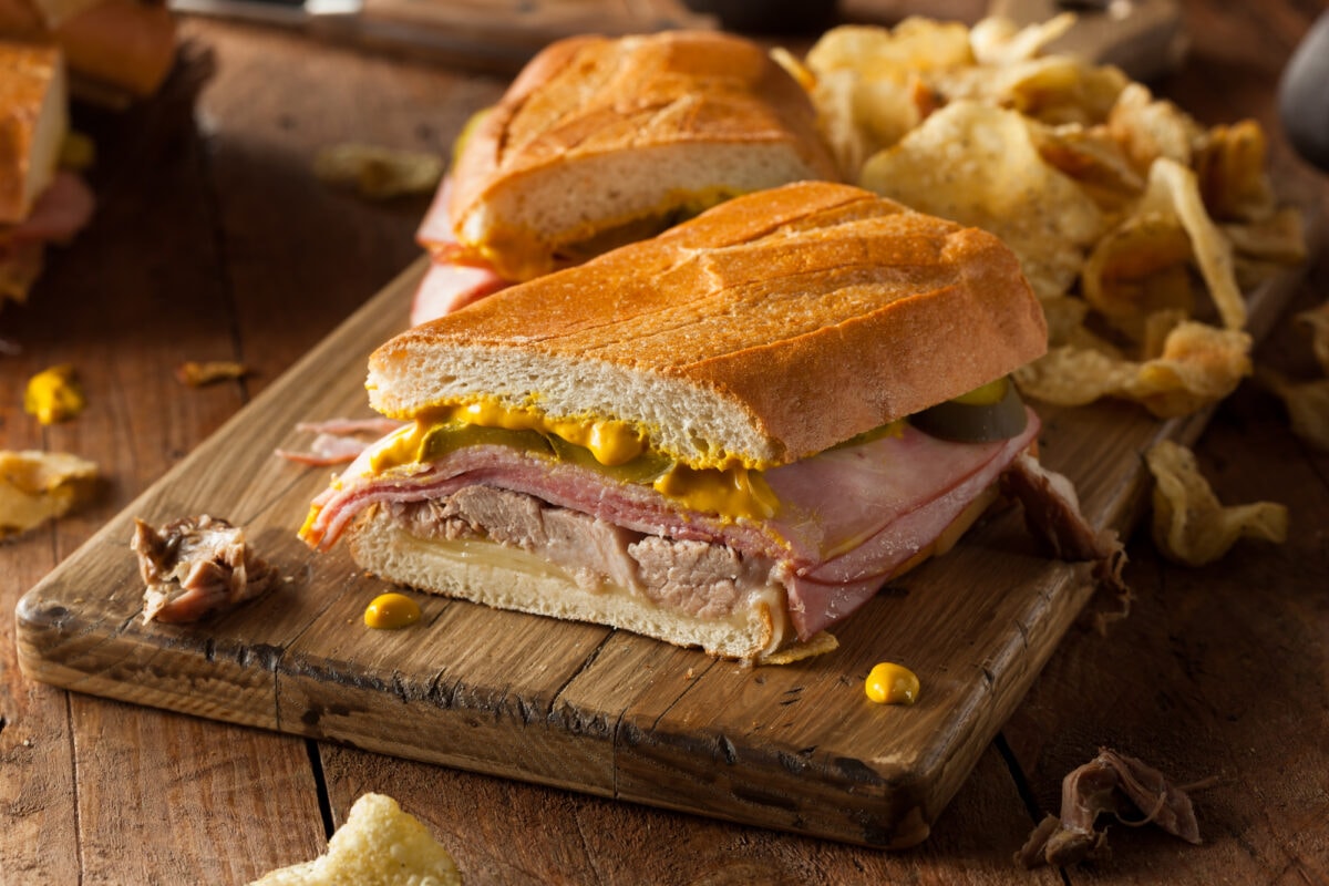 Homemade Traditional Cuban Sandwiches with Ham Pork and Cheese