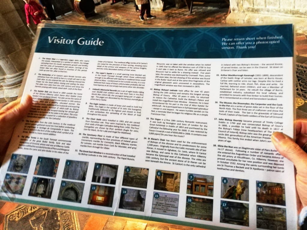 Visitors Guide to St. Canice's Cathedral with detail as to all the sites to see in the church.