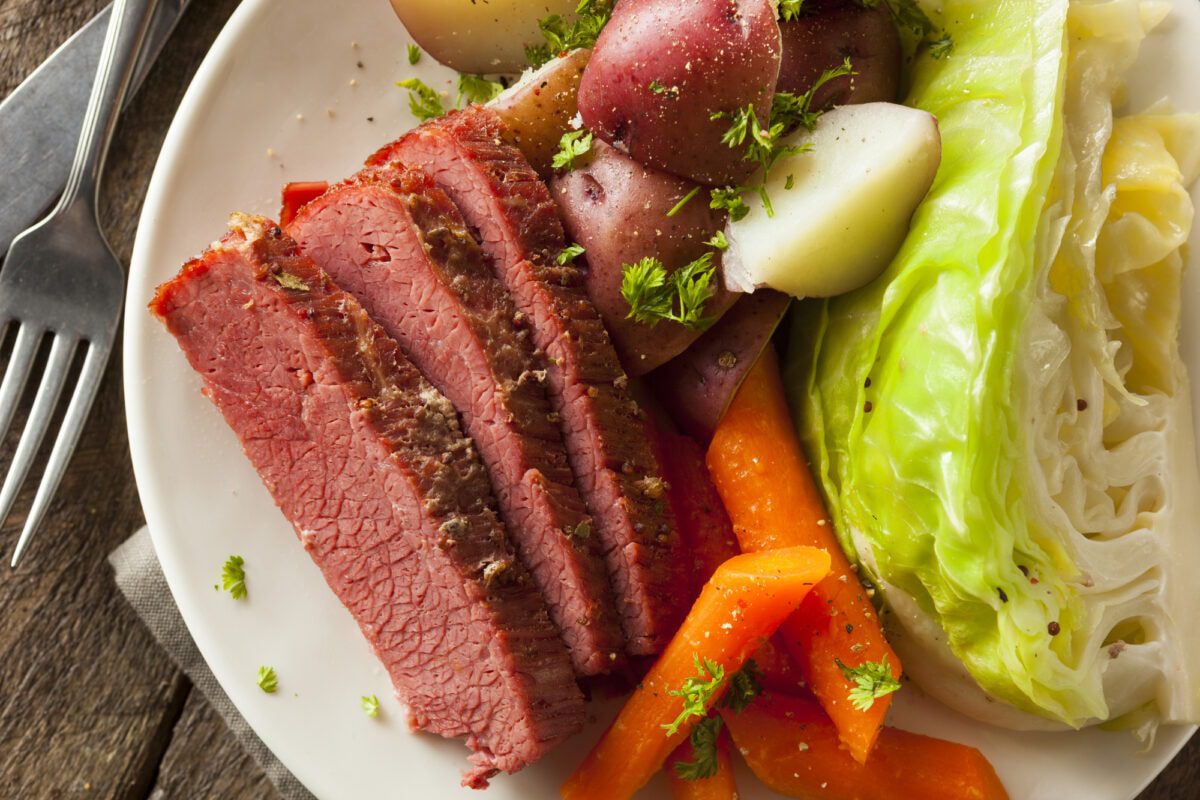 Homemade Corned Beef and Cabbage with Carrots and Potatoes