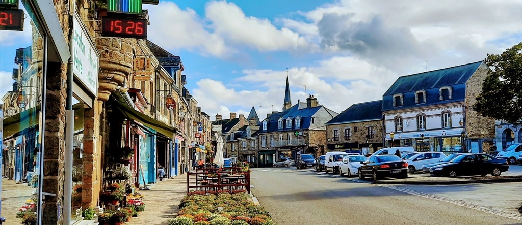 Place du Mai Lassay les Chateaux a small historic town in the Mayenne region of France. The main square is surrounded by stone houses
