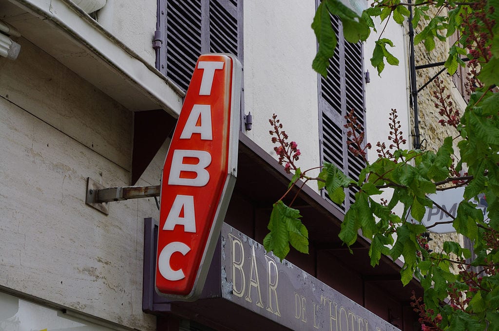 A Tabac in France sign the only place you can buy cigarettes in France