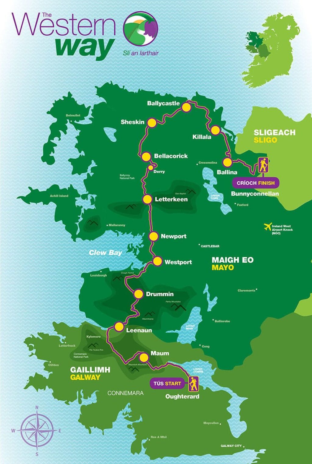 46 Magical Things To Do In Mayo Ireland   Western Way Map 1 Opt 1033x1536 