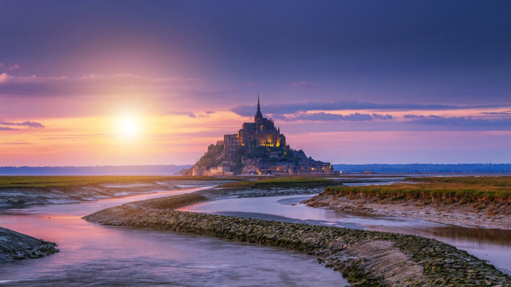 Beautiful Mont Saint Michel cathedral on the island, Normandy, Northern France, Europe