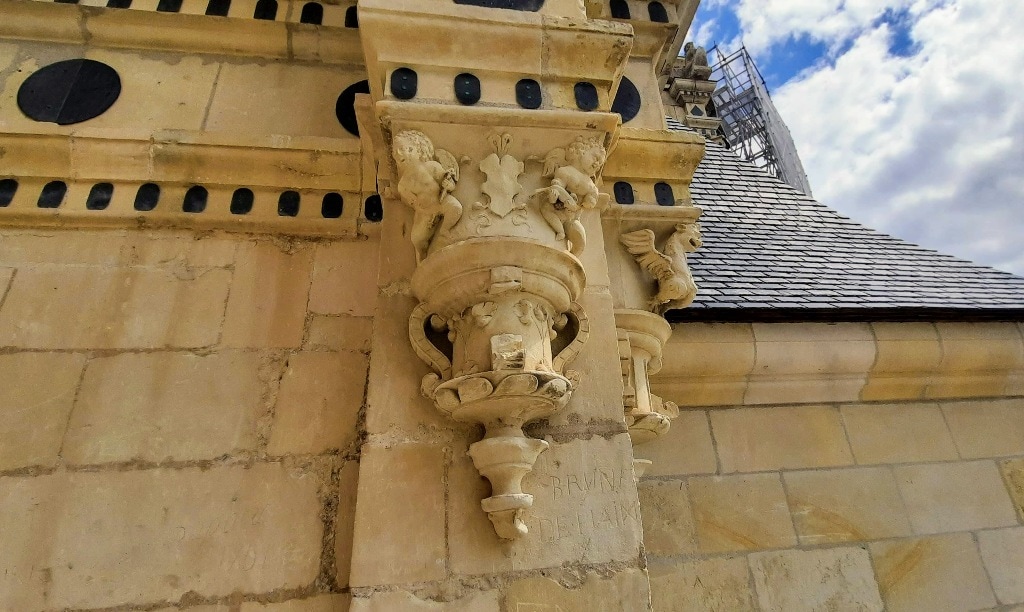 close up of the architecture cherubs of the chateau chambord