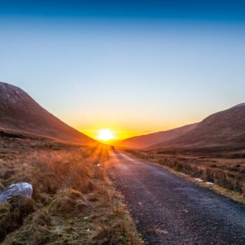 Winter sunset at the Glenveagh National Park in County Donegal - Ireland.