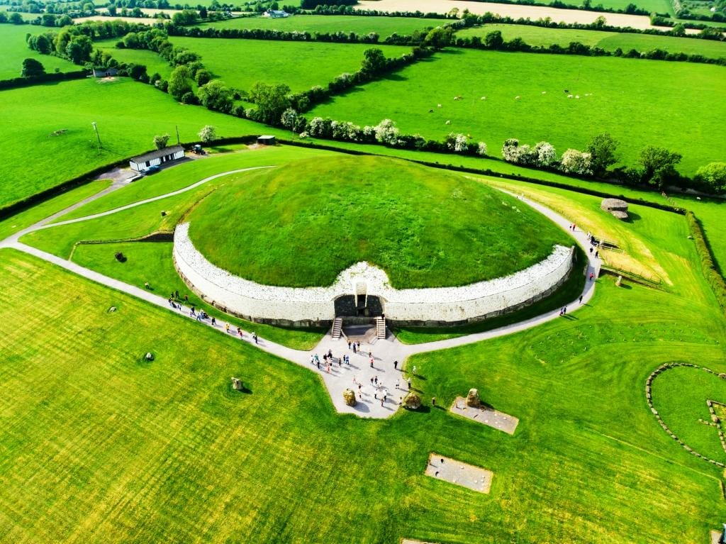 Newgrange the round ancient tomb in Ireland