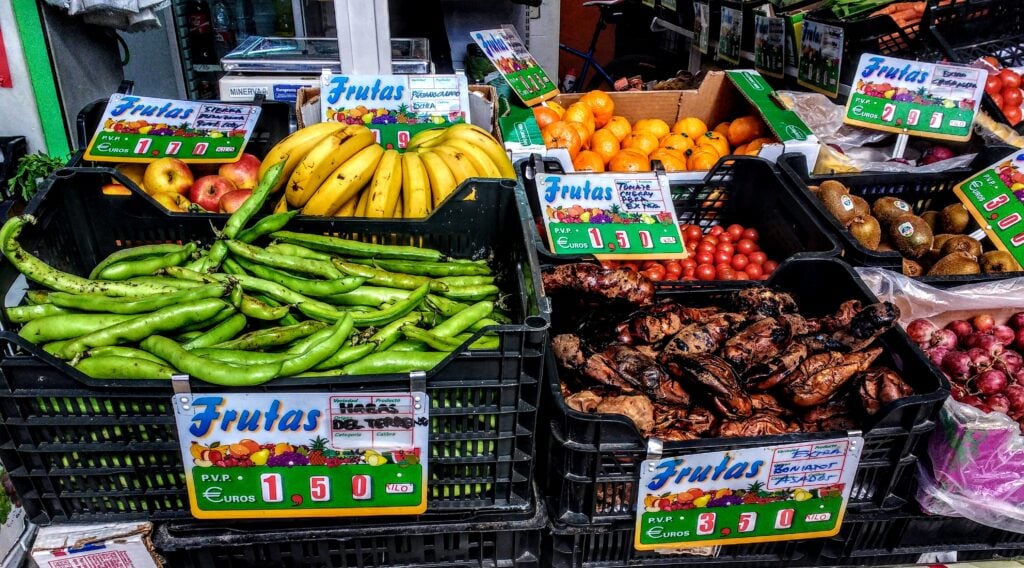 32 phenomenal Food Markets in Europe Worth Traveling For varied fruits and vegetables in the market in Spain