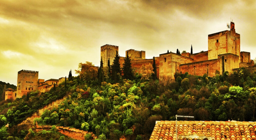 a view of La Alhambra in Granada, Spain