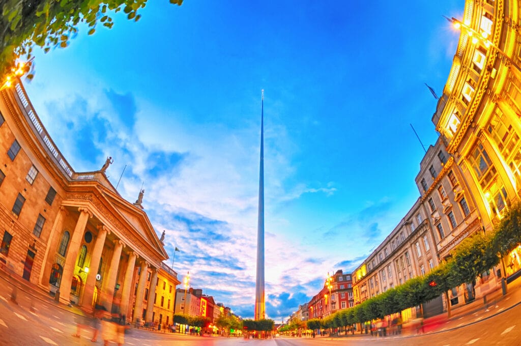 The Dublin Spire nicknamed the Stiletto in the Ghetto. A very very tall silver spike that towers over Dublin and has the nickname the stiletto in the ghetto