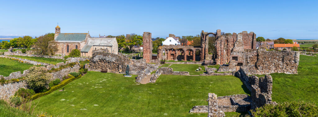 Lindisfarne priory on holy island in Northumberland, Holy Island is a tidal island off the northeast coast of England.