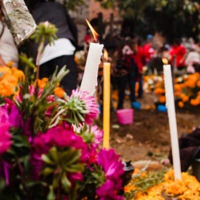 Dia de los Muertos Mexico, cempasuchil flowers for day of the dead, Mexico cemetery