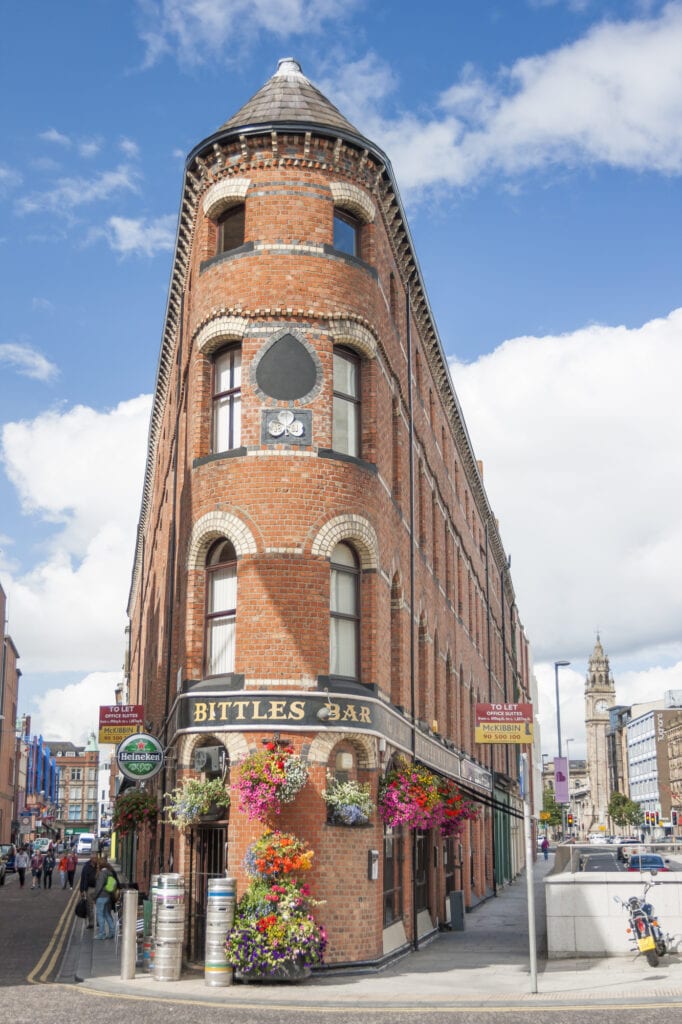 Belfast, Northern Ireland - Aug 19, 2014: View of Bittles Bar in Belfast, North Ireland  on August 19, 2014