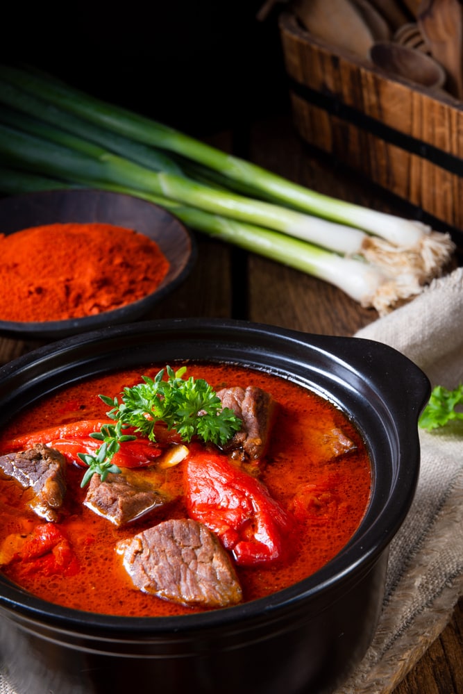 A real Hungarian goulash with beef and paprika