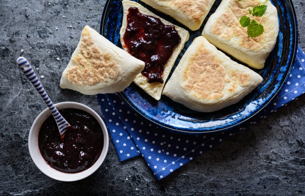 Irish Soda Farls - traditional Irish flatbread served with jam