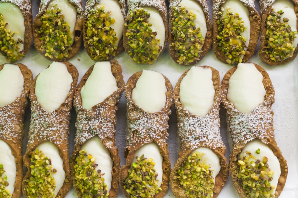 The Sicilian cannolo is a typical dessert of Sicily with ricotta and sugar. Photo taken on May 21, 2015.