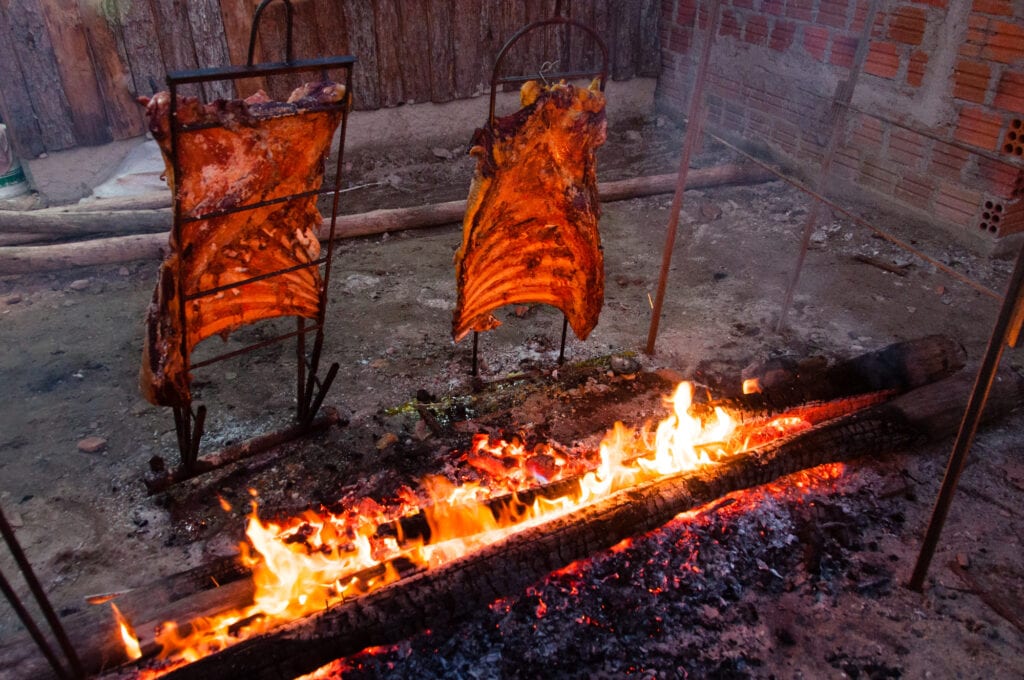 Brazilian Barbecue also known as Churrasco made by Gauchos, Brazil.
