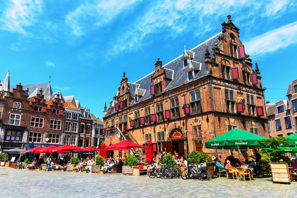 historical buildings at the Great Market in Nijmegen, Netherlands
