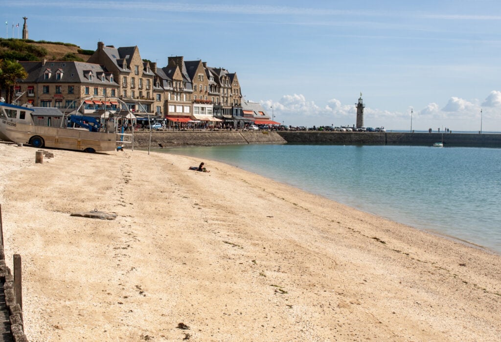 Cancale, France - September 15, 2018: Cancale, fishing port and famous oysters production town located at the western end of the bay of Mont Saint-Michel on the Emerald Coast, Brittany, France