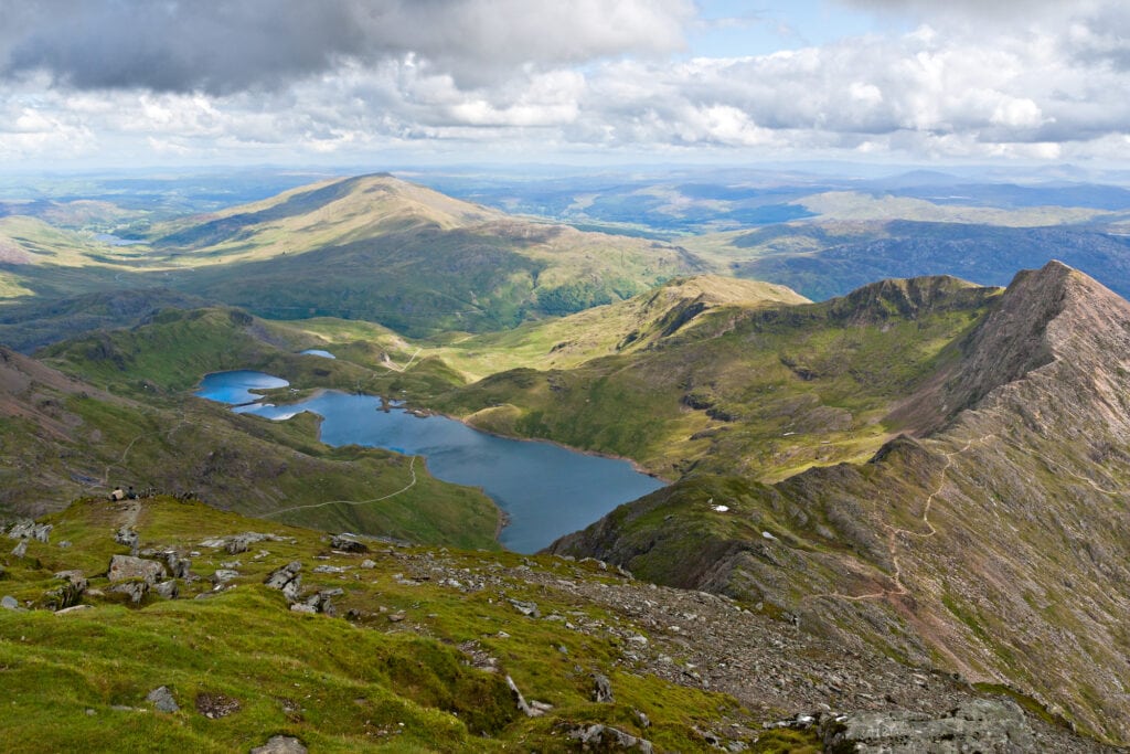 Mountain view from the Snowdon summit, Snowdonia, Wales