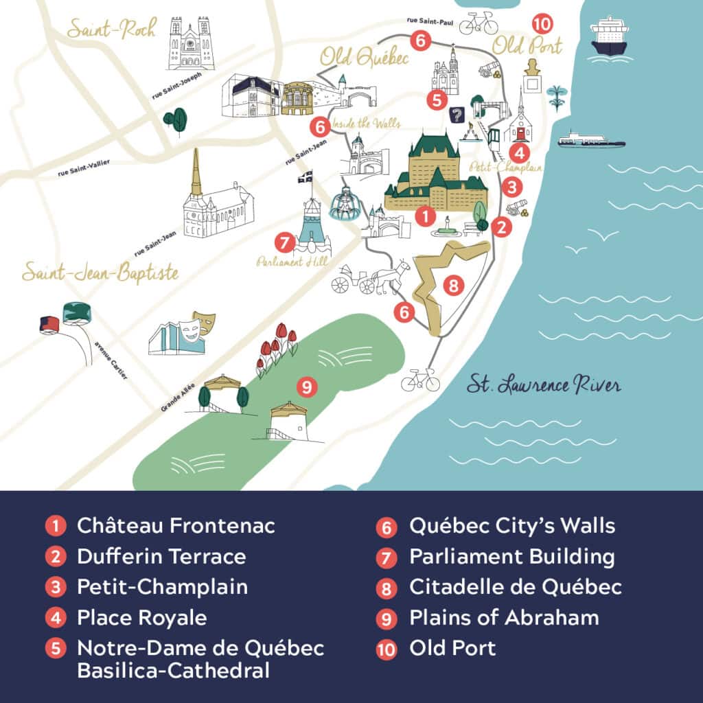 Map of Quebec City attractions - things to do in Quebec City