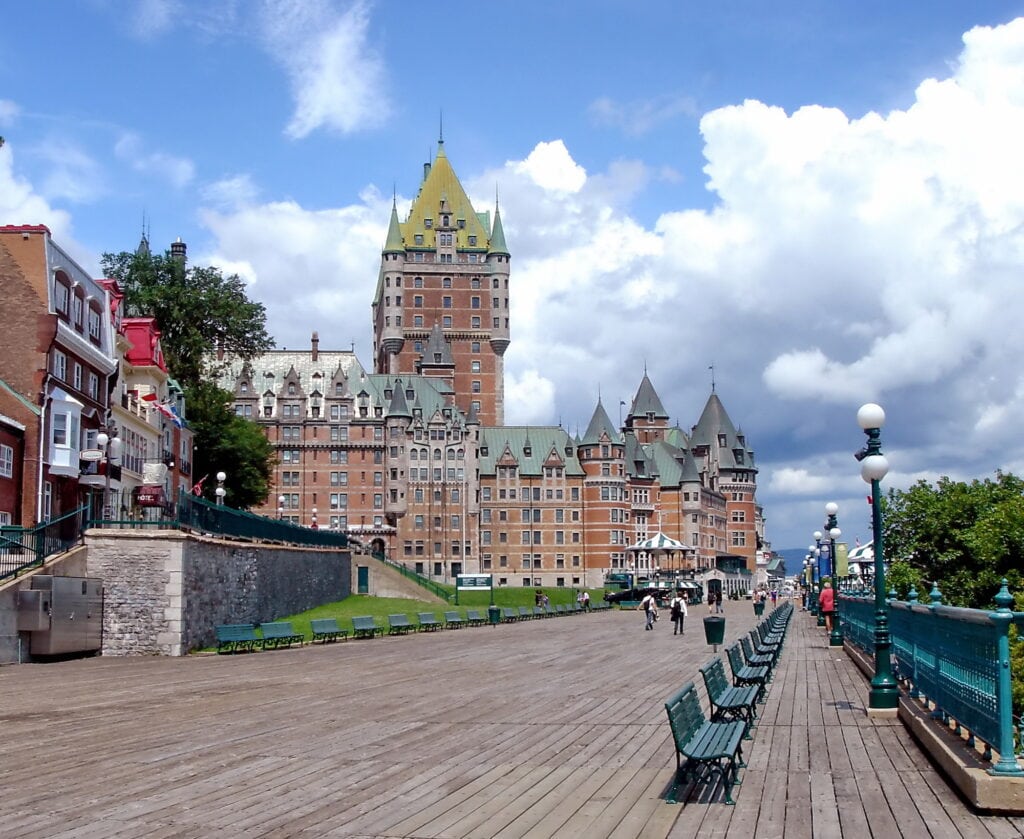 Frontenac Castle, Quebec, Canada. It is one of the most popular historical attractions in old Quebec City, It was opened in 1893.