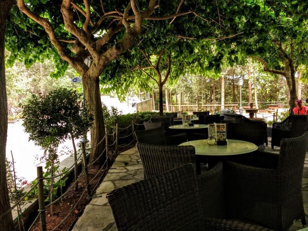 the cafe outside the monastery in Cyprus