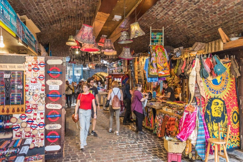 London. August 2018. A view of a store in Camden Market in Camden in london