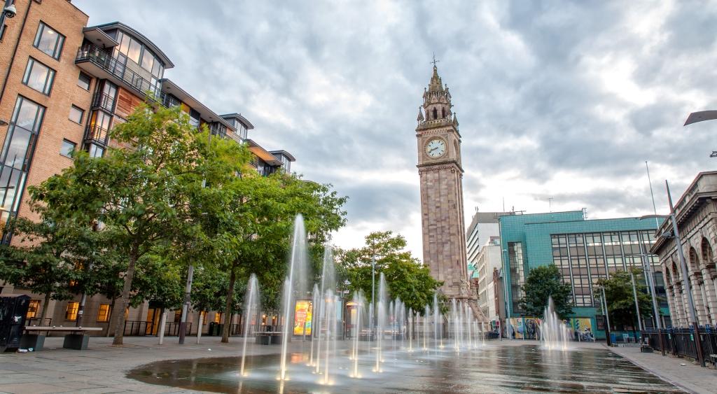 Belfast Skyline in the Evening, Belfast City, Northern Ireland, United Kingdom (UK).