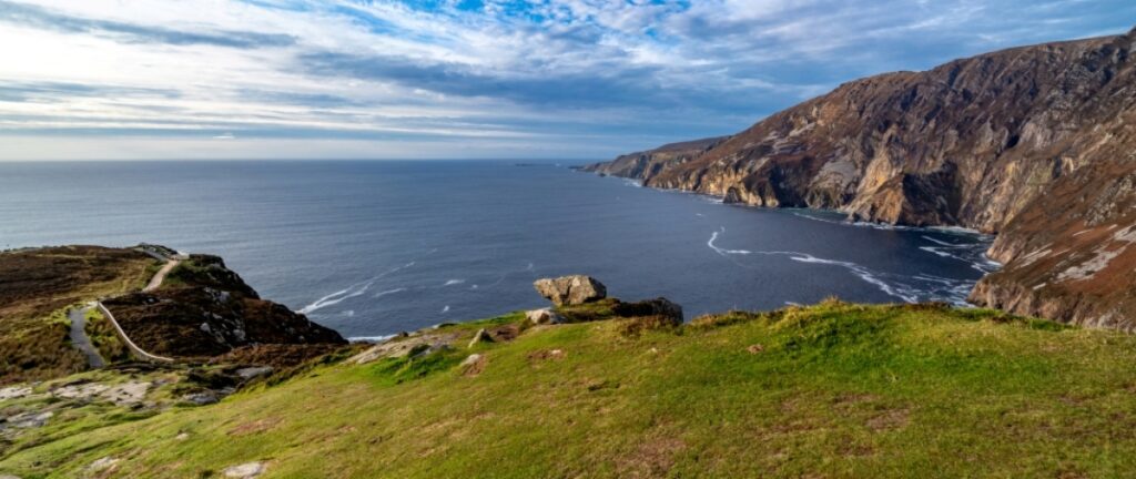 Slieve League Cliffs are among the highest sea cliffs in Europe rising 1972 feet above the Atlantic Ocean - County Donegal, Ireland.