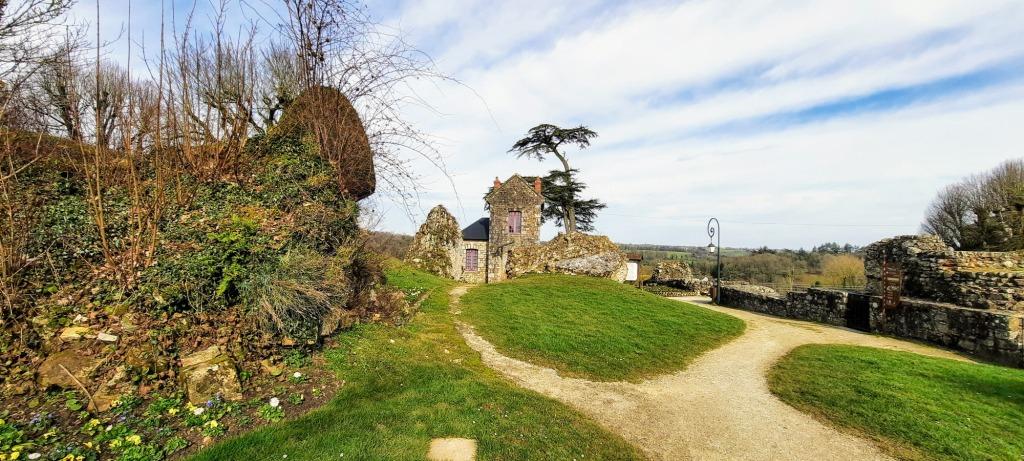 Chateau Domfront - the ruined walls of the medieval castle in Domfront that was the place where Thomas Becket met with King Henry to resolve their differences.