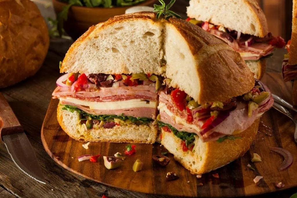 Cajun Muffaletta Sandwich with Meat and Cheese