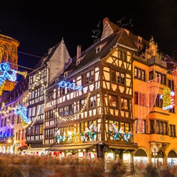 Buildings near Strasbourg Cathedral before Christmas - France
