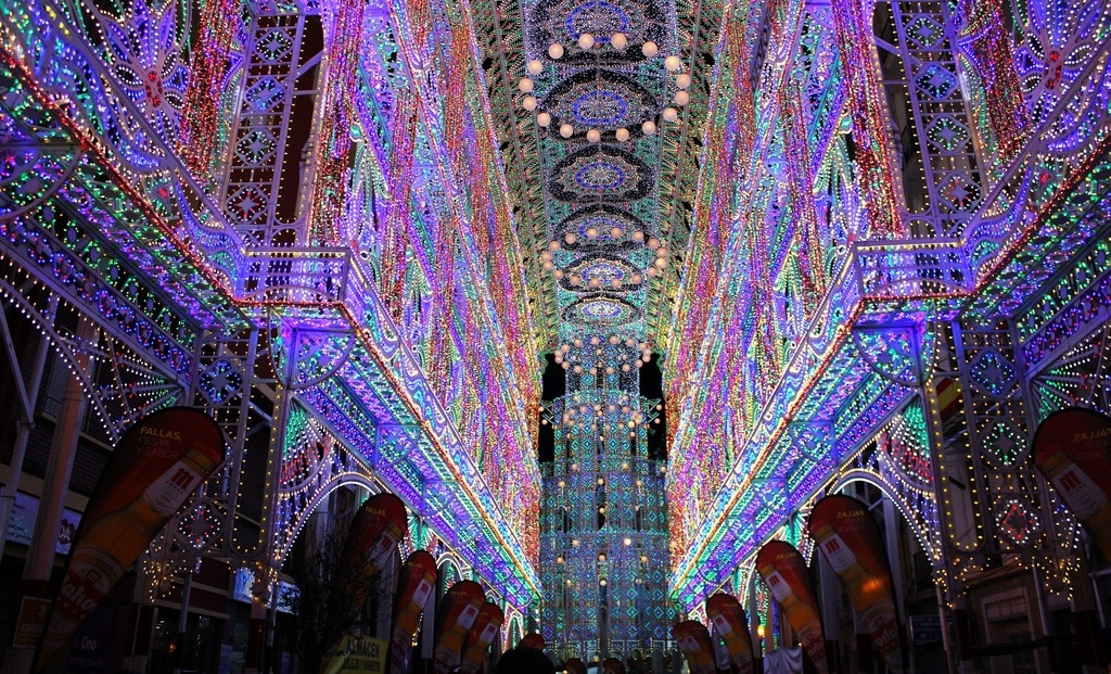 LIghts decorating Valencia at Christmas in Spain