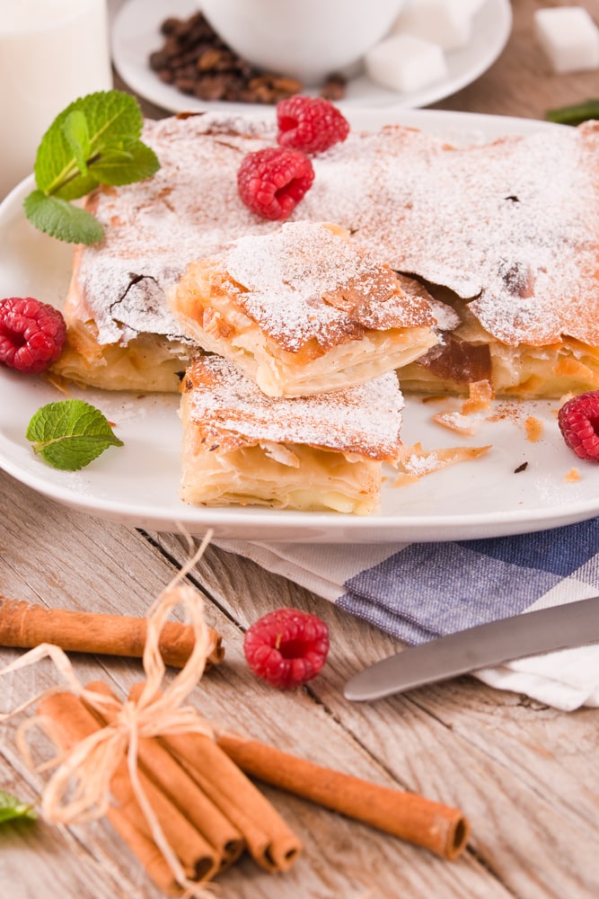 Bougatsa - Greek puff pastry with cream.