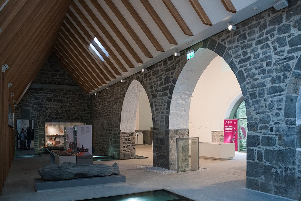 The Medieval Mile Museum in Kilkenny Ireland a view of the interior with its arches and several displays