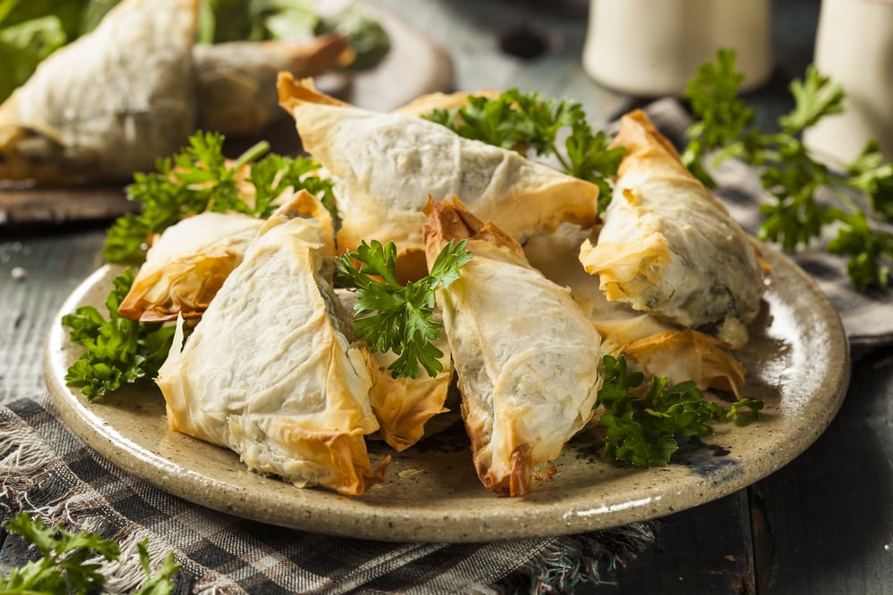 Homemade Greek Spanakopita Pastry with Feta and Spinach