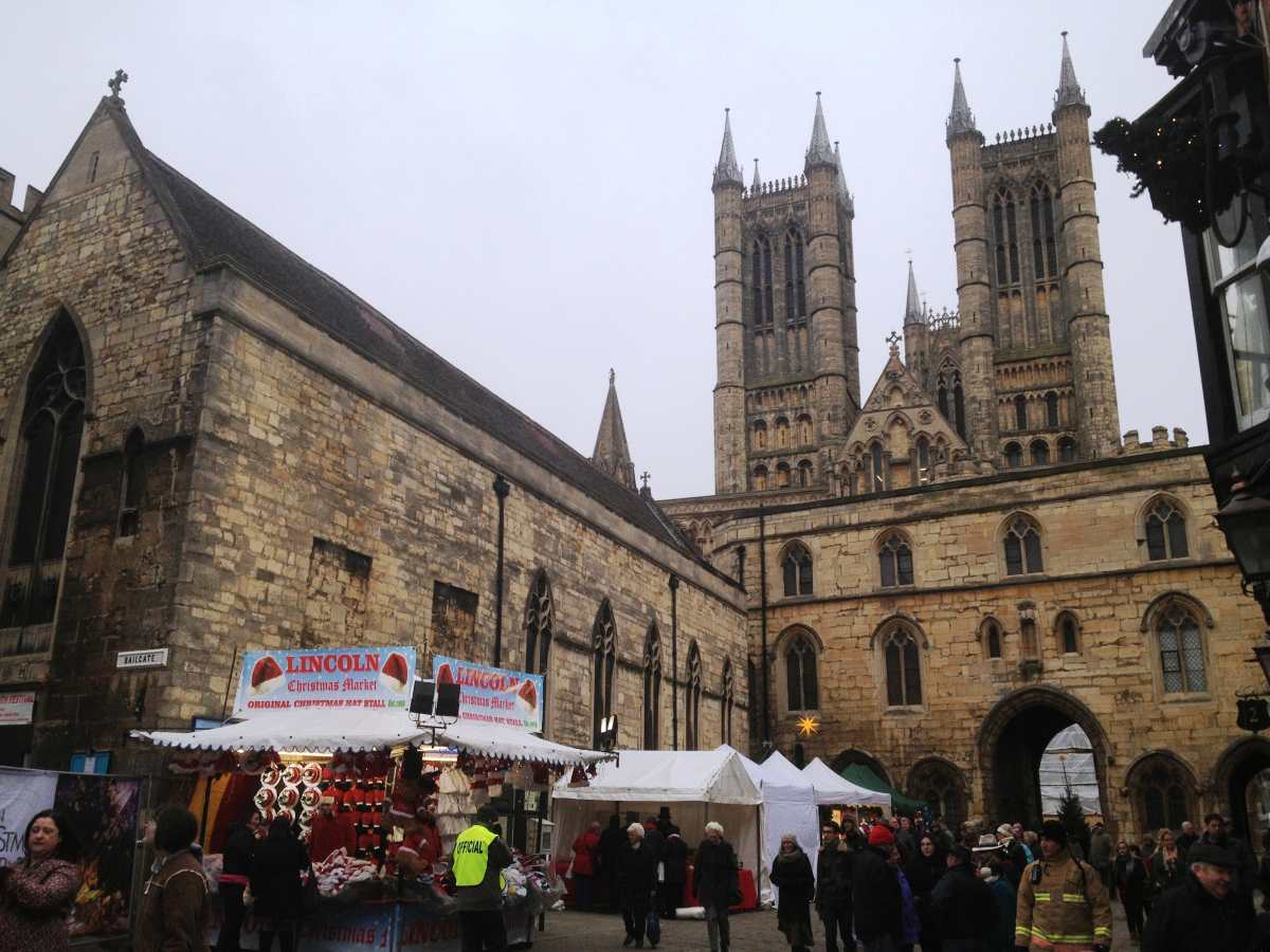 Lincoln Christmas Market in front ot the Cathedral