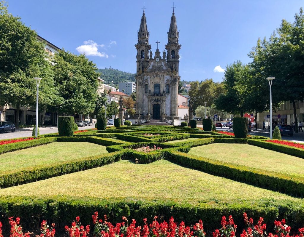Church of Our Lady of Consolation in Portugal and the Holy Steps with beautiful colourful gardens laid out in front of the church