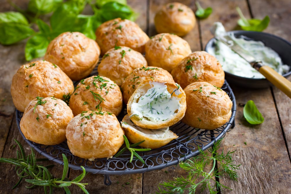 Gougeres. Traditional french cheese choux buns.