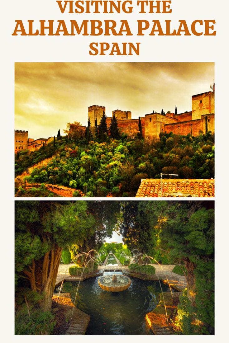 Scenic view of visiting the Alhambra palace and its gardens in Spain.
