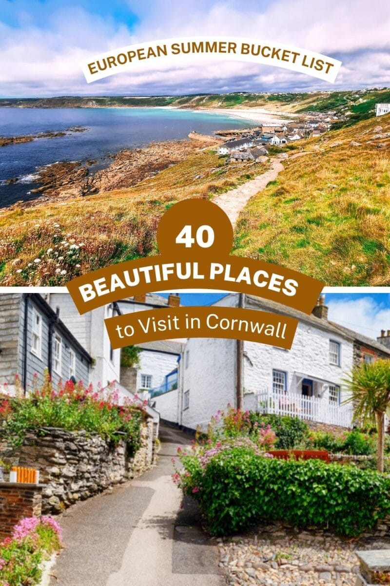 Explore 40 stunning destinations to visit in Cornwall for your European summer travel bucket list.