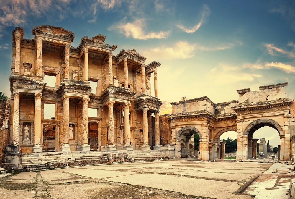 Library of Celsus in the Ephesus in the afternoon. Unesco cultural heritage. Turkey