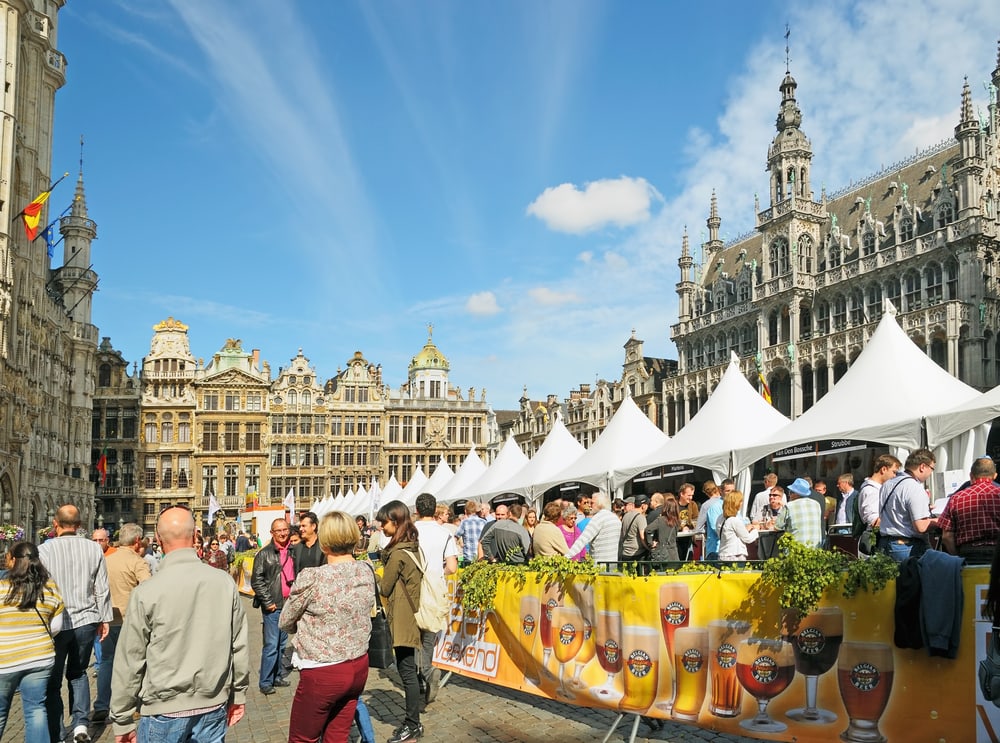BRUSSELS, BELGIUM-SEPTEMBER 1: Annual Belgian Beer Weekend dedicated to Belgian beers started on Grand Place on September 1, 2012 in Brussels, Belgium. In Belgium exists more than 450 different brews.