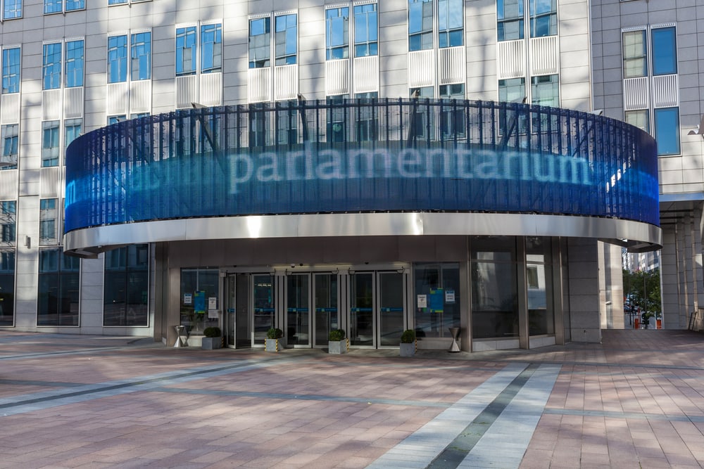 BRUSSELS, BELGIUM - AUG 21: European Parliament visitors center Parlamentarium at the Espace Leopold (Leopold Square).