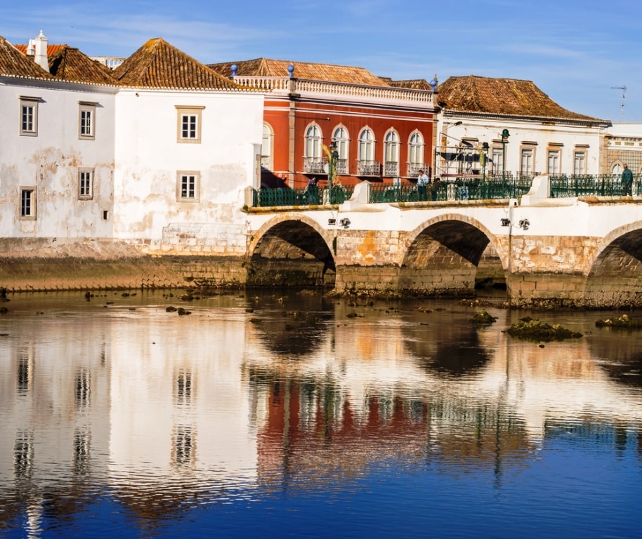 View of the old town of Tavira in Algarve region, south of Portugal